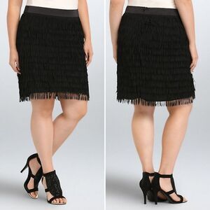 TORRID Black Allover Fringe Mini Skirt 20